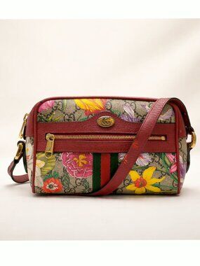 Authentic Gucci GG Blooms Ophidia Crossbody Bag Red Floral Canvas Luxury Bag